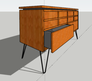 A multi purpose Mid Century sketch of a chest of drawers designed by Area 46 Furniture