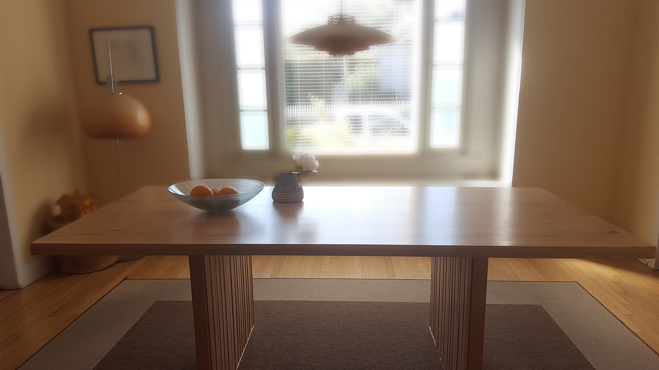 Modern dining table in a cottage style home